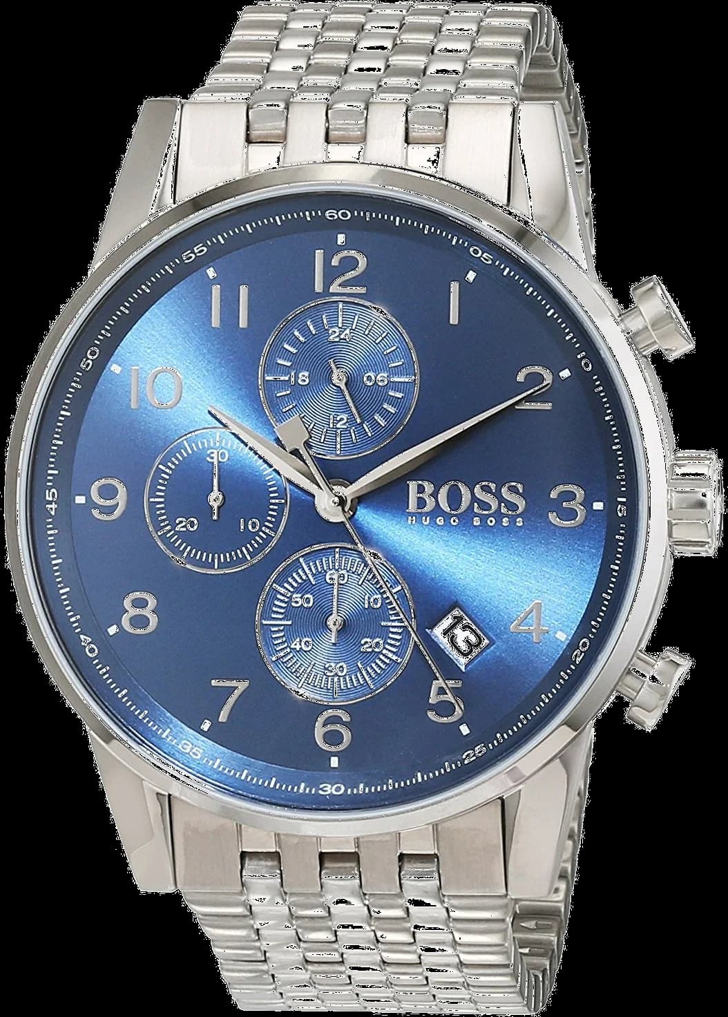 Montre Hugo Boss 1513498 avec cadran bleu électrique, acier brossé et style sport chic