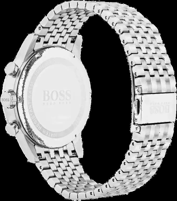 Cadran Hugo Boss 1513498 au cadran bleu électrique, index appliqués, aiguilles lumineuses et guichet date à 4h30