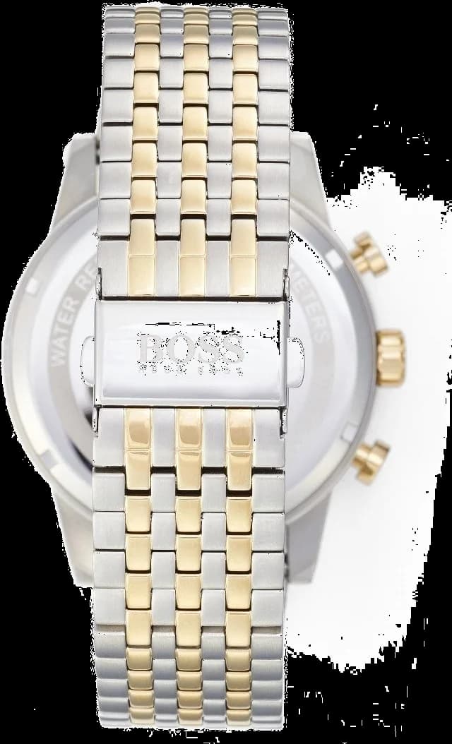 Bracelet Hugo Boss 1513499 bicolore acier et or, maillons alternés, fermoir déployant signé Hugo Boss