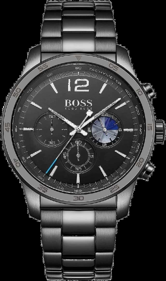 Montre Hugo Boss 1513528 chronographe en acier noir avec cadran noir et index blancs