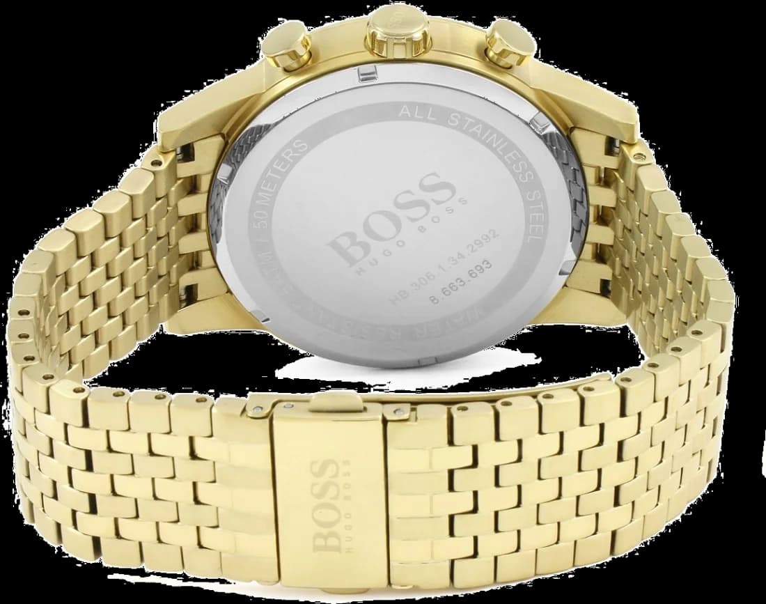 Bracelet Hugo Boss 1513531 en acier doré avec maillons polis et boucle déployante