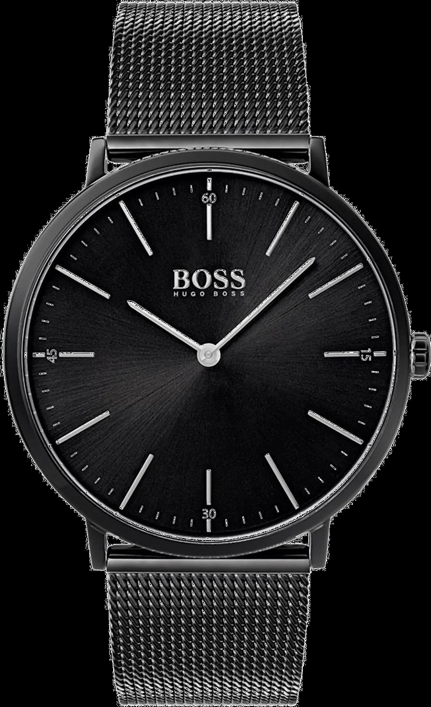 Montre Hugo Boss 1513542 extra-plate noire avec cadran noir élégant et style minimaliste