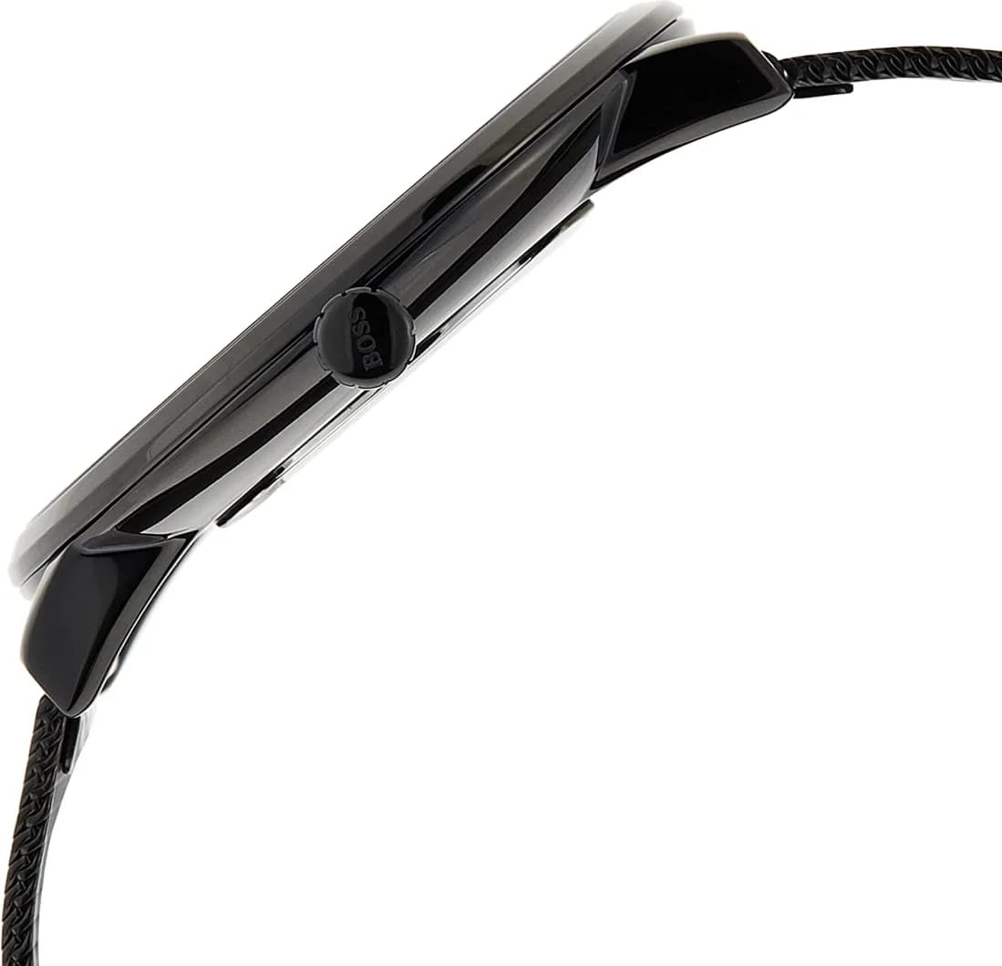 Cadran Hugo Boss 1513542 noir aux index bâtons argentés et aiguilles fines sans date
