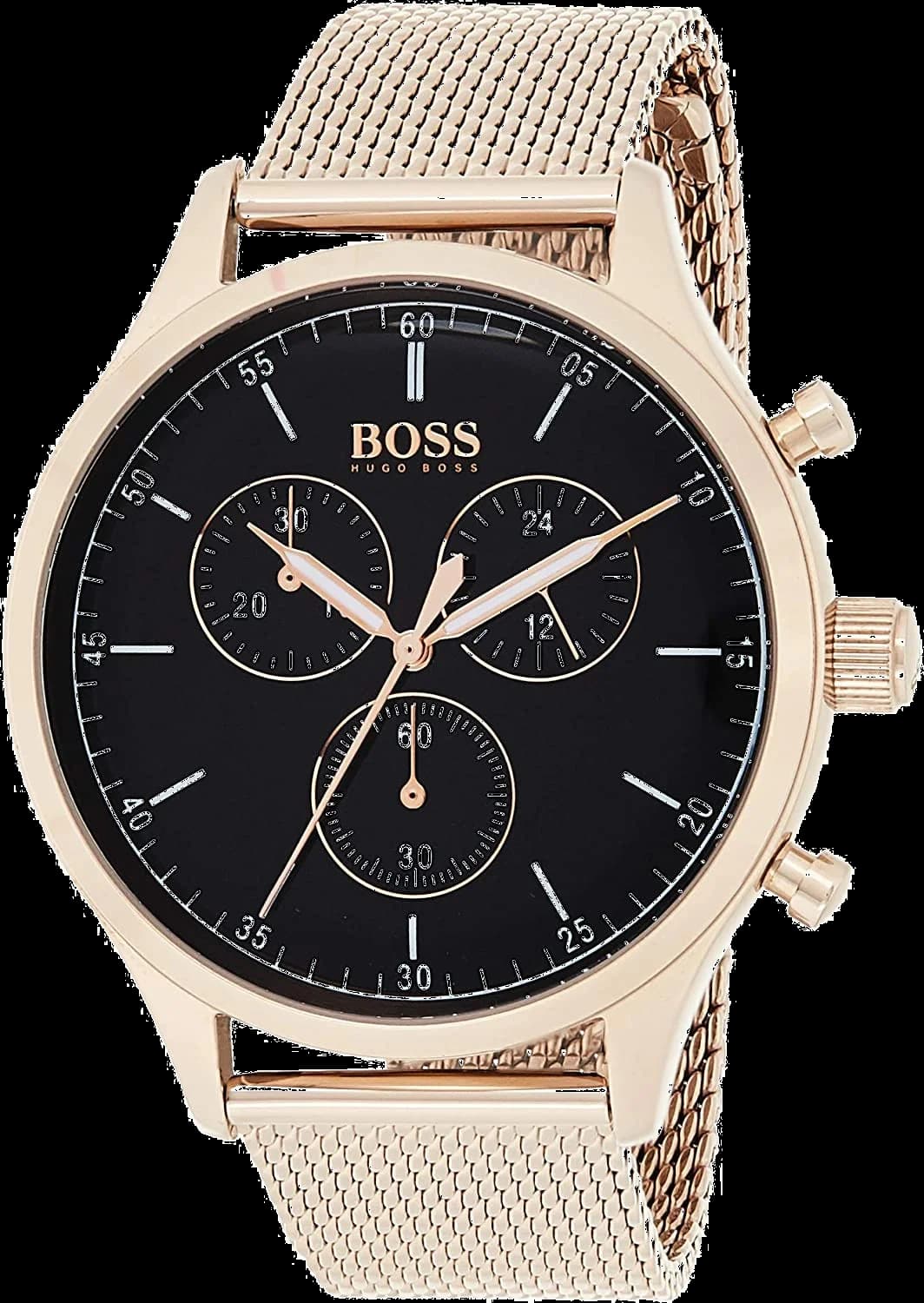 Montre Hugo Boss 1513548 au cadran blanc nacré et boîtier acier doré rose, style élégant et raffiné