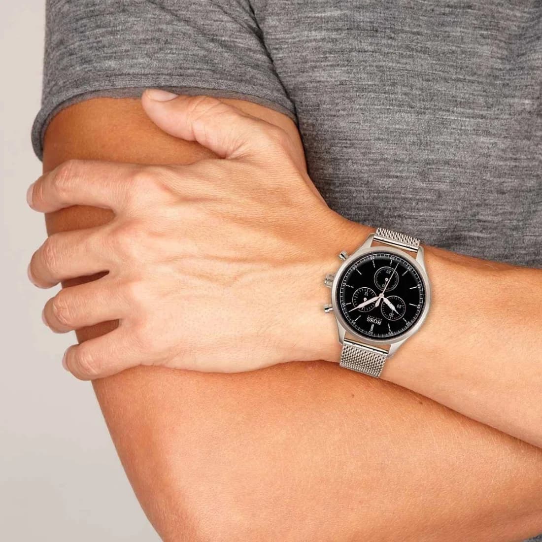 Montre Hugo Boss 1513548 en Acier Doré Rose et Maille Milanaise vue 3