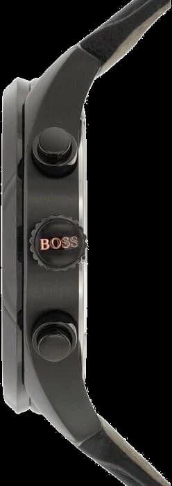 Bracelet Hugo Boss 1513550 en cuir noir perforé surmonté d'une boucle déployante en acier inoxydable