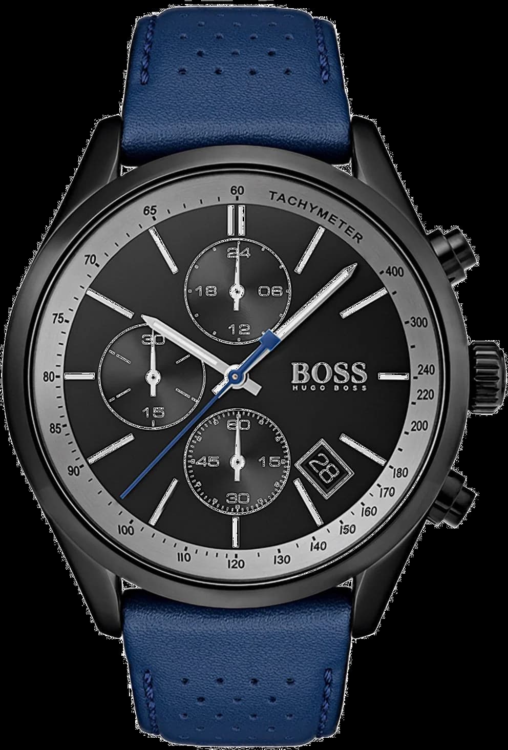 Montre Hugo Boss 1513563 en acier et silicone bleu, chronographe sportif au style moderne