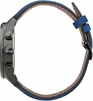 Bracelet Hugo Boss 1513563 en silicone bleu texturé, boucle déployante acier, confortable et résistant