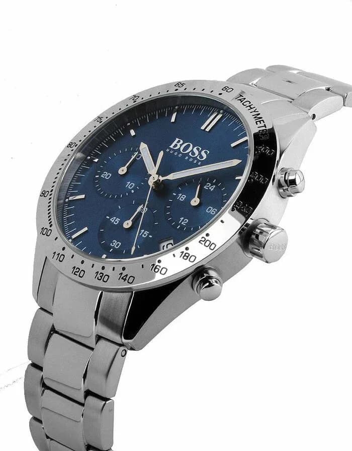 Cadran Hugo Boss 1513582 bleu soleil à finition soleillée, index appliques et aiguilles baton, date à 3h