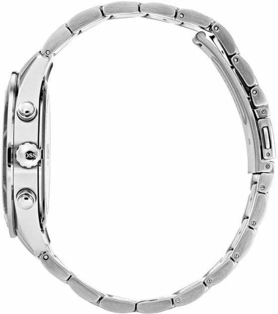 Boîtier Hugo Boss 1513582 rond en acier de 43mm, lunette lisse fixe, verre saphir, couronne crantée