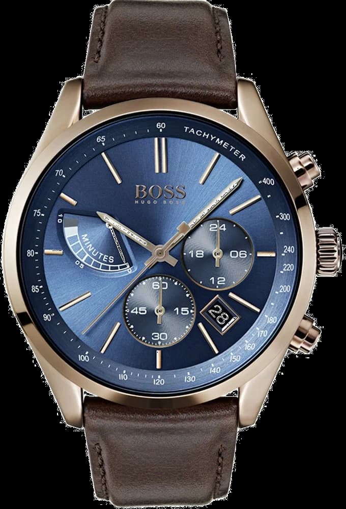 Montre Hugo Boss 1513604 chronographe cadran bleu soleil acier bicolore style sport chic
