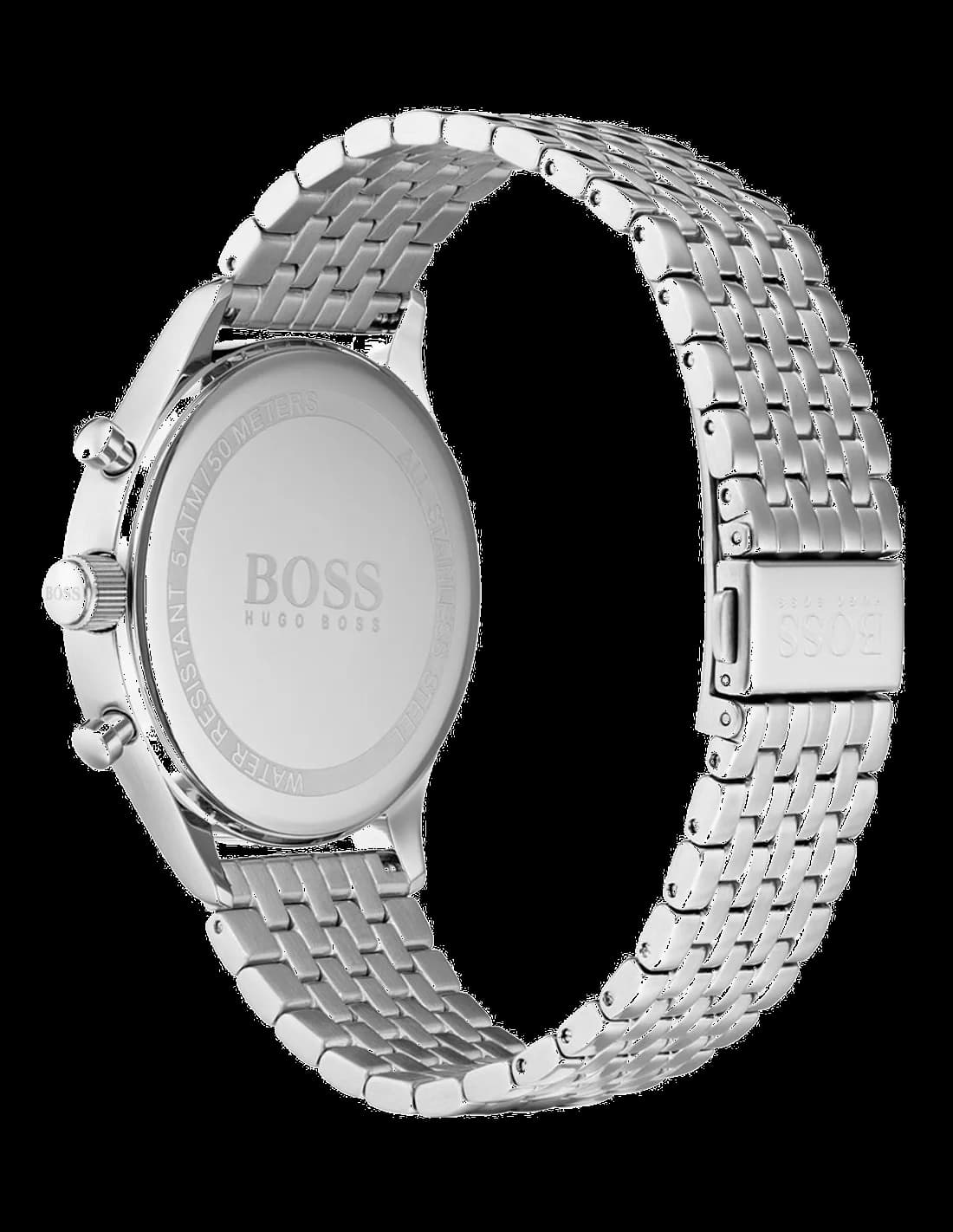 Cadran Hugo Boss 1513653 aux index appliqués argentés et aiguilles facettées, date à 4h30