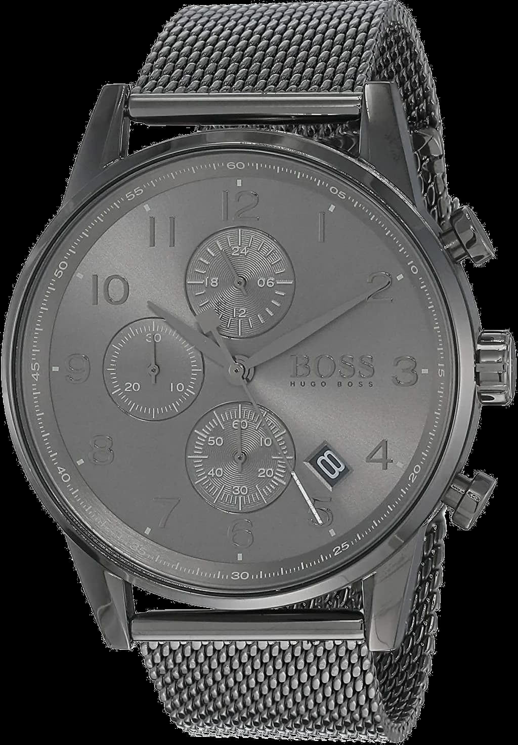Montre Hugo Boss 1513674 au cadran anthracite avec finition soleillée et index appliqués, style sport élégant