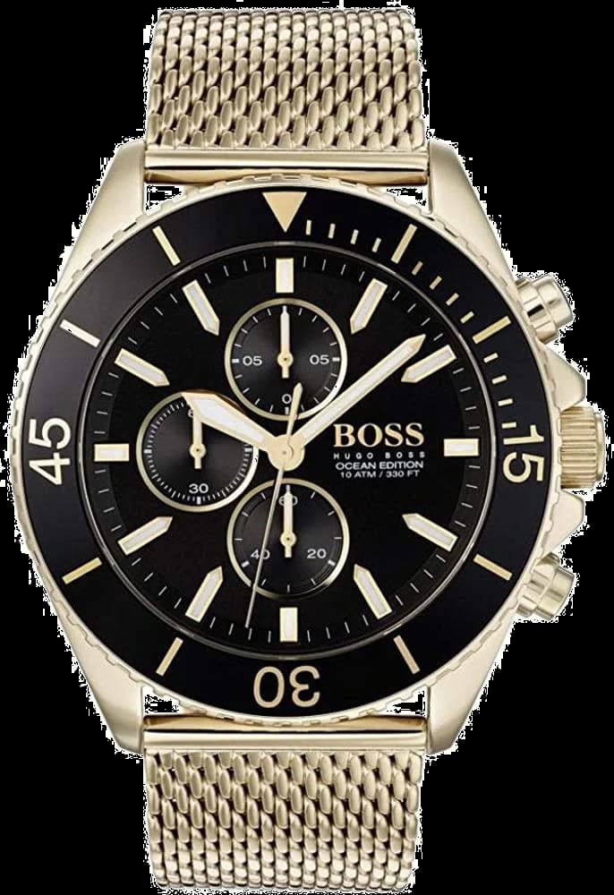 Montre Hugo Boss 1513703 au cadran noir élégant et bracelet acier brossé