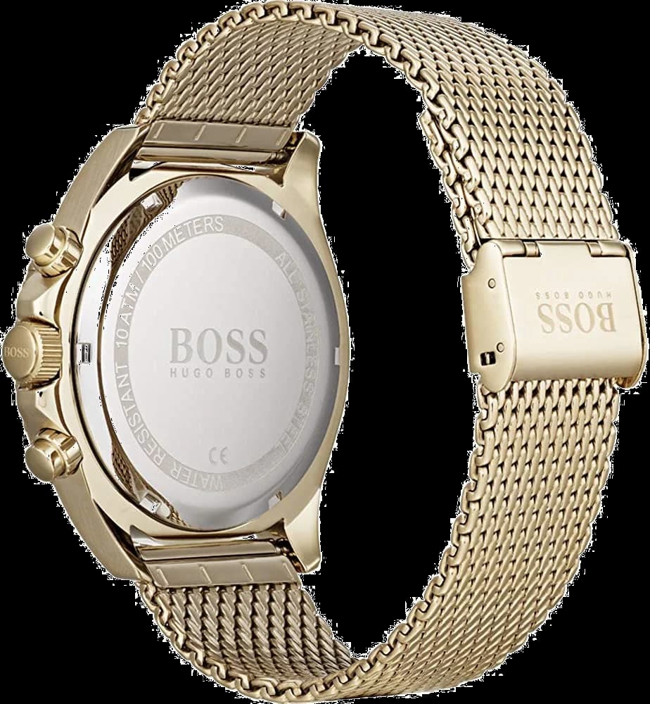 Cadran Hugo Boss 1513703 noir avec index bâtons et aiguilles argentées, date à 3h