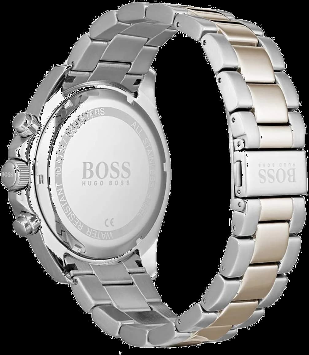 Cadran Hugo Boss 1513705 noir soleil index bâtons aiguilles bicolores date guichet 3h