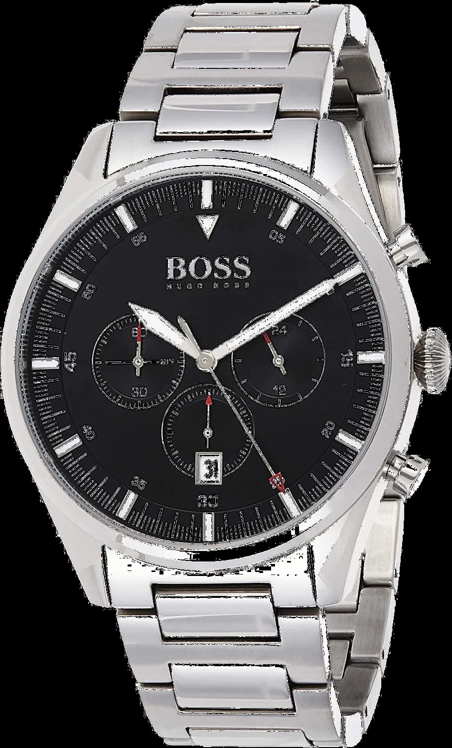 Montre Hugo Boss 1513712 chronographe acier inoxydable cadran noir avec compteurs blancs et verre saphir