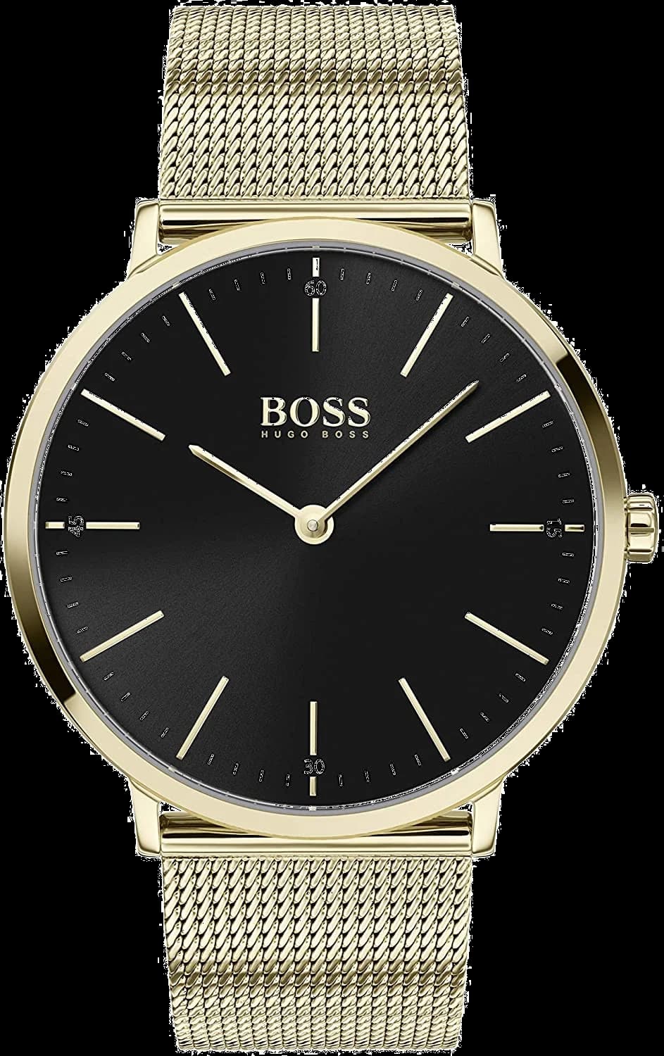 Montre Hugo Boss 1513735 avec cadran blanc et index dorés, style élégant et intemporel