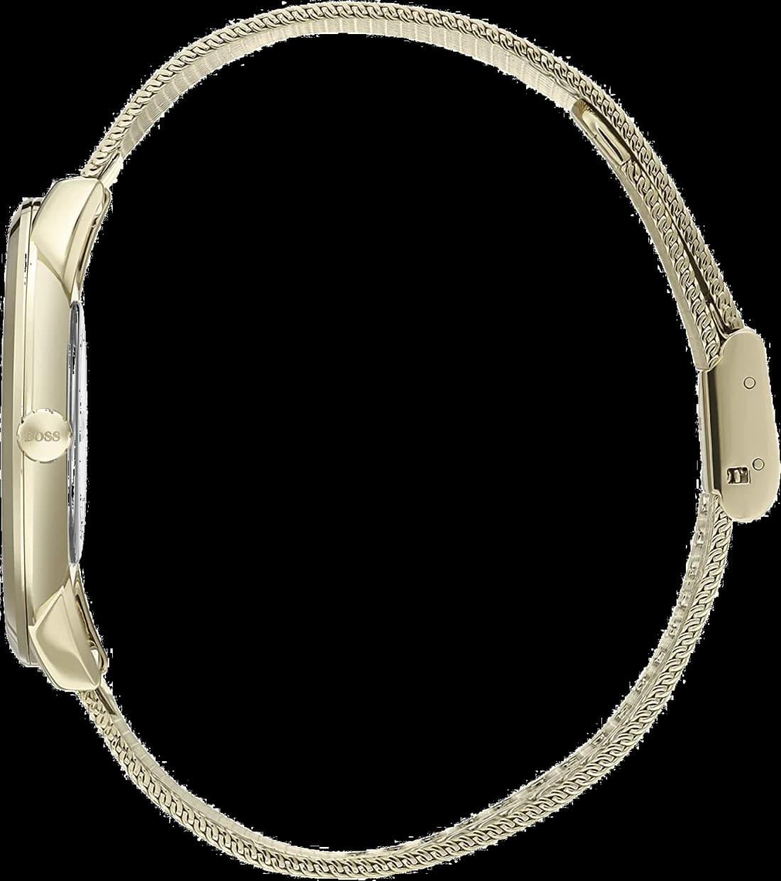 Bracelet Hugo Boss 1513735 en acier doré avec finition maille milanaise, confortable et ajustable