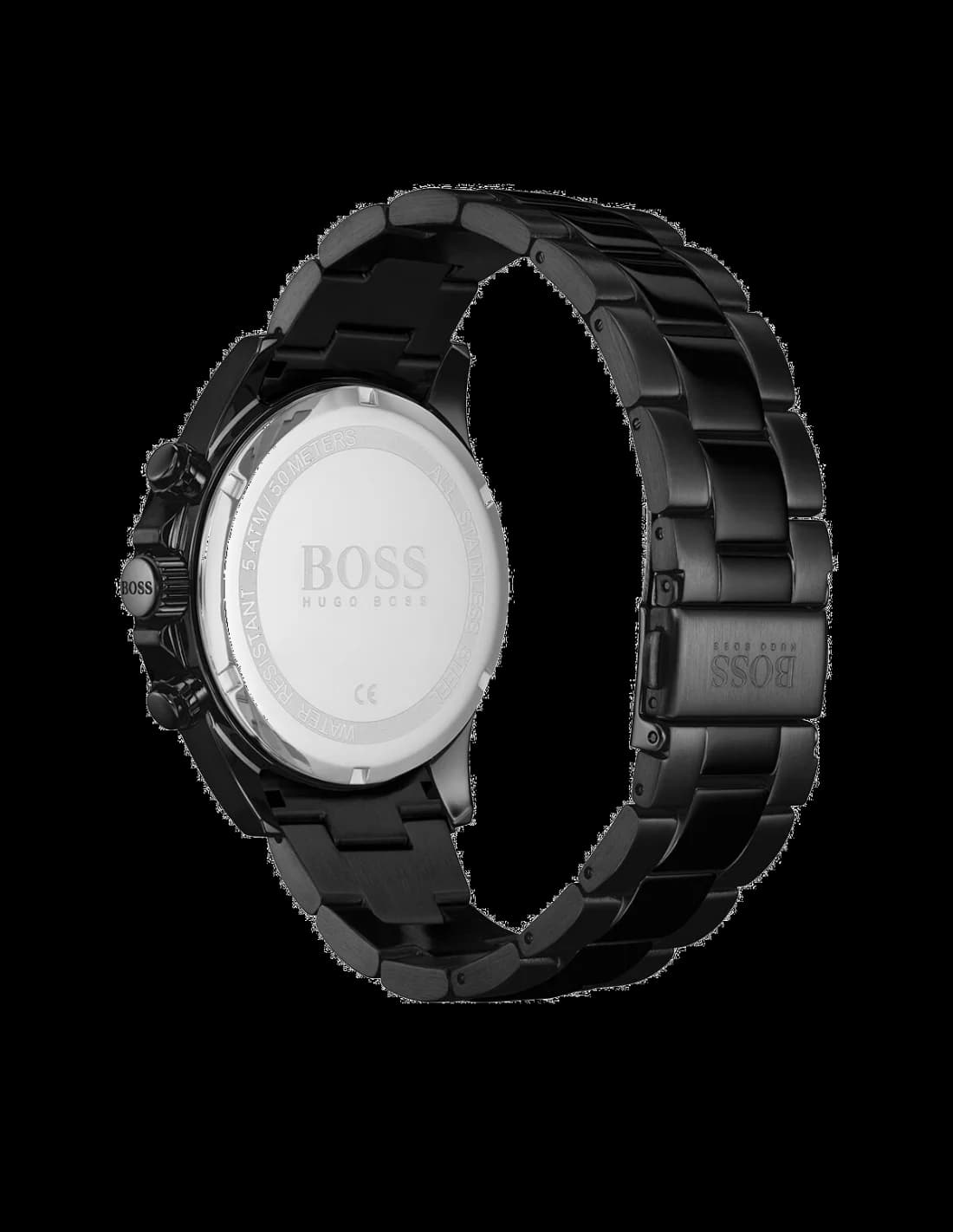Cadran Hugo Boss 1513754 affiche index bâtons argentés, guichet date à 4h et compteurs chronographe