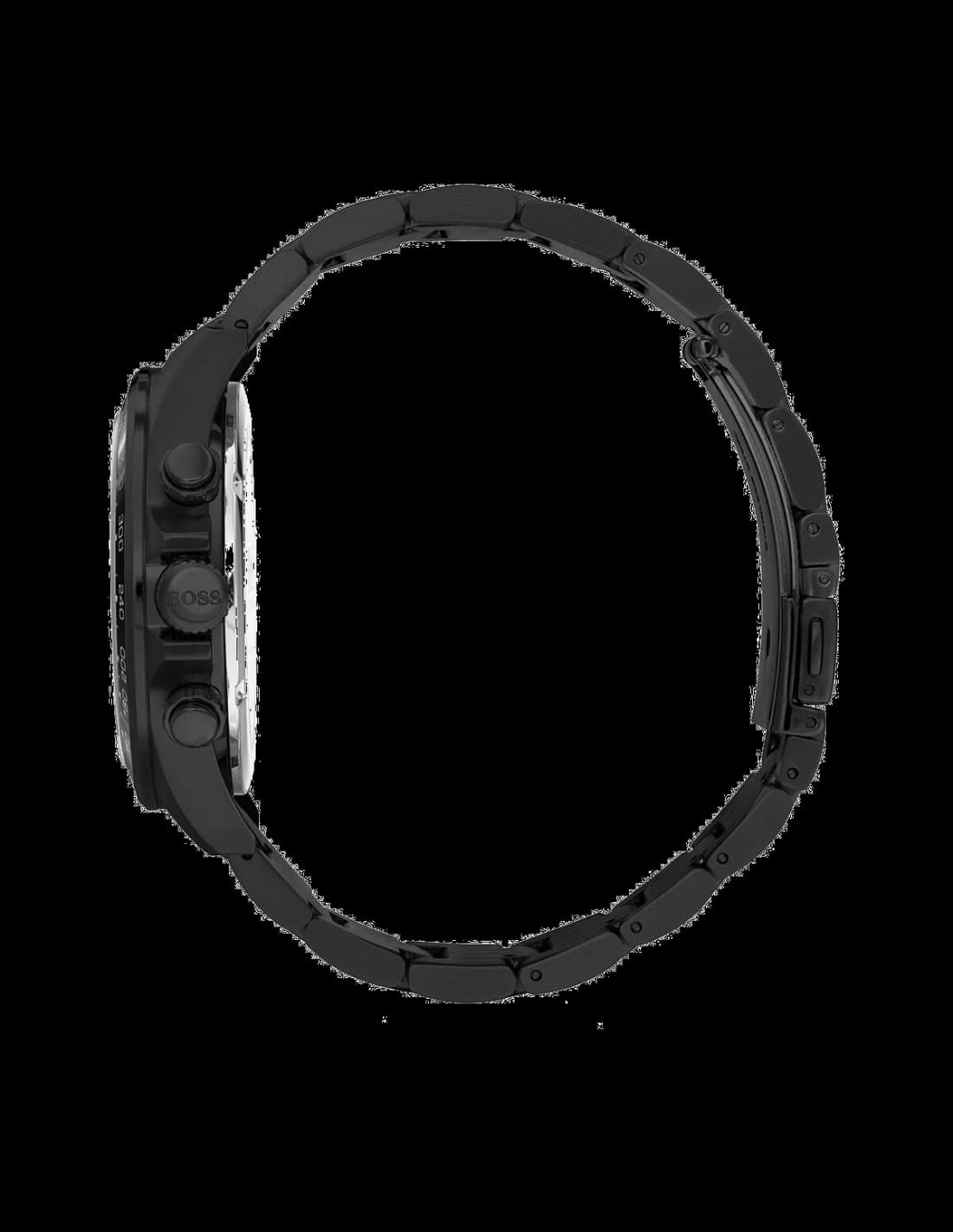 Bracelet Hugo Boss 1513754 en acier inoxydable noir PVD, boucle déployante gravée Hugo Boss