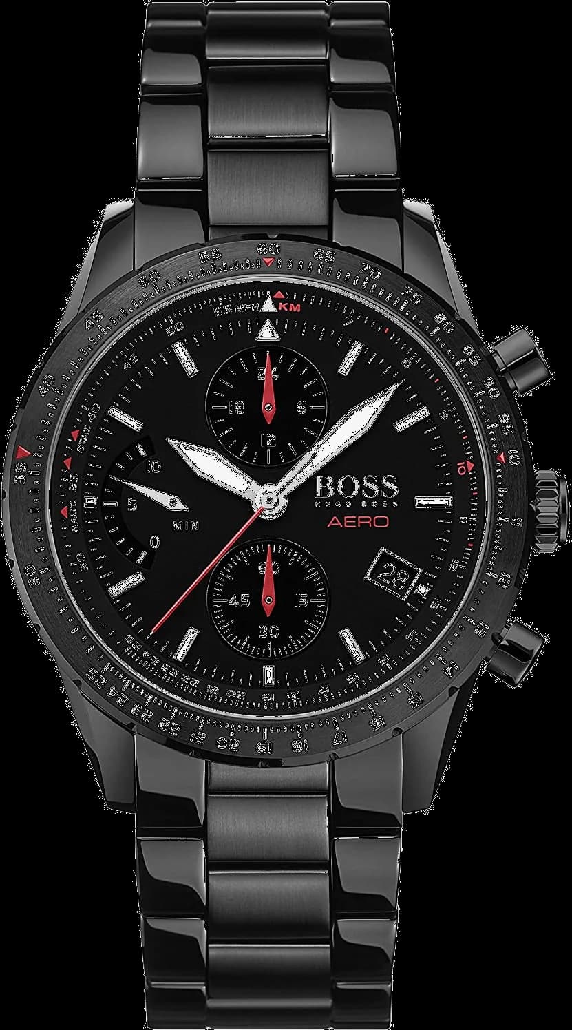 Montre Hugo Boss 1513771 avec cadran bleu soleillé, aiguilles argentées et index appliqués, style sport-chic