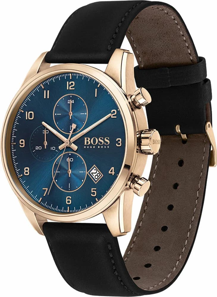 Cadran Hugo Boss 1513783 avec index bâtons argentés, aiguilles dauphine et guichet date à 3h