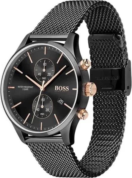 Cadran Hugo Boss 1513811 avec index bâtons argentés et aiguilles luminescentes pour une lisibilité parfaite