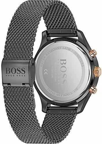 Bracelet Hugo Boss 1513811 en maille milanaise noire ajustable, confortable et sport chic