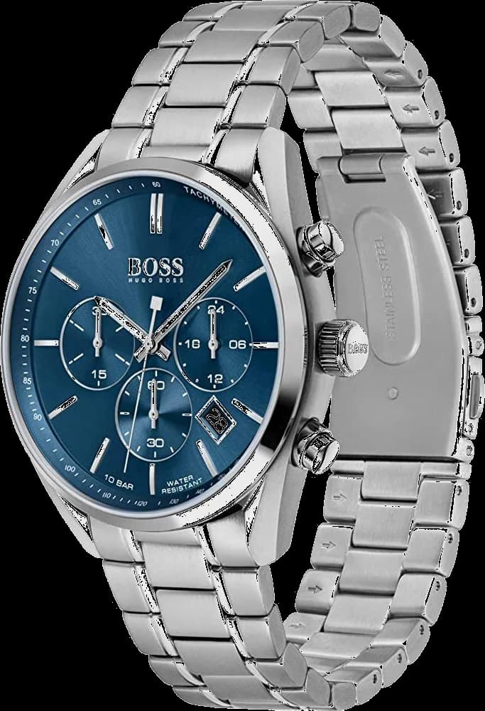 Cadran Hugo Boss 1513818 aux index bâtons et aiguilles argentées, date à 3h