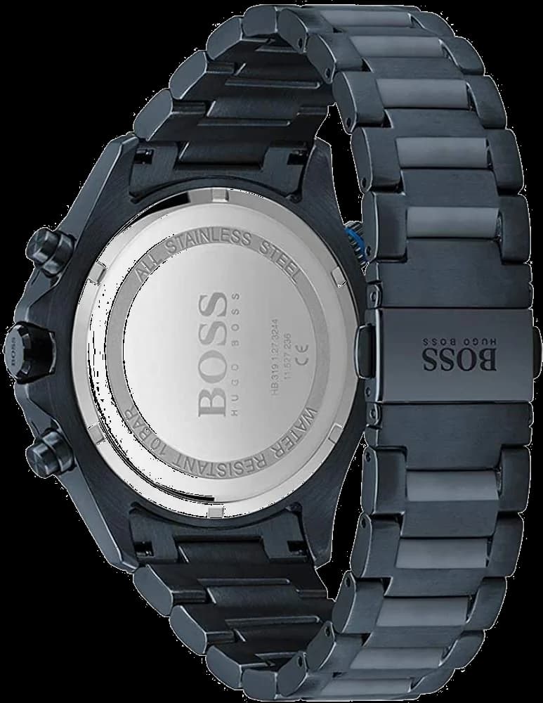 Montre Homme Hugo Boss Globetrotter 1513824 chronographe bleu mat bracelet acier vue 3