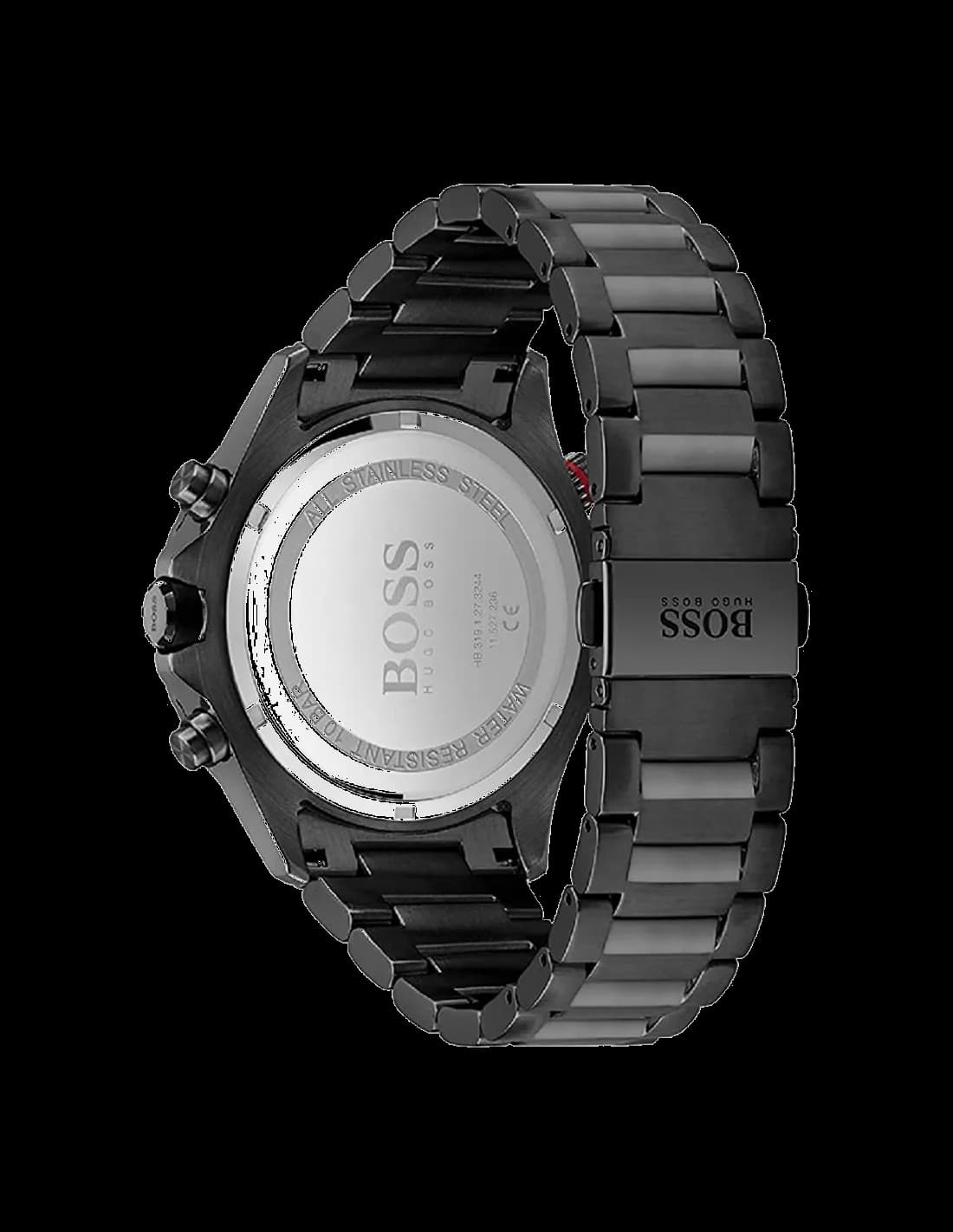 Bracelet Hugo Boss 1513825 acier inoxydable brossé et poli, maillons trois rangées, fermoir déployant double sécurité