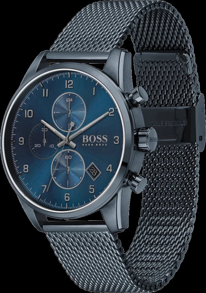 Cadran Hugo Boss 1513836 avec index bâtons argentés, aiguilles luminescentes et date à 3h