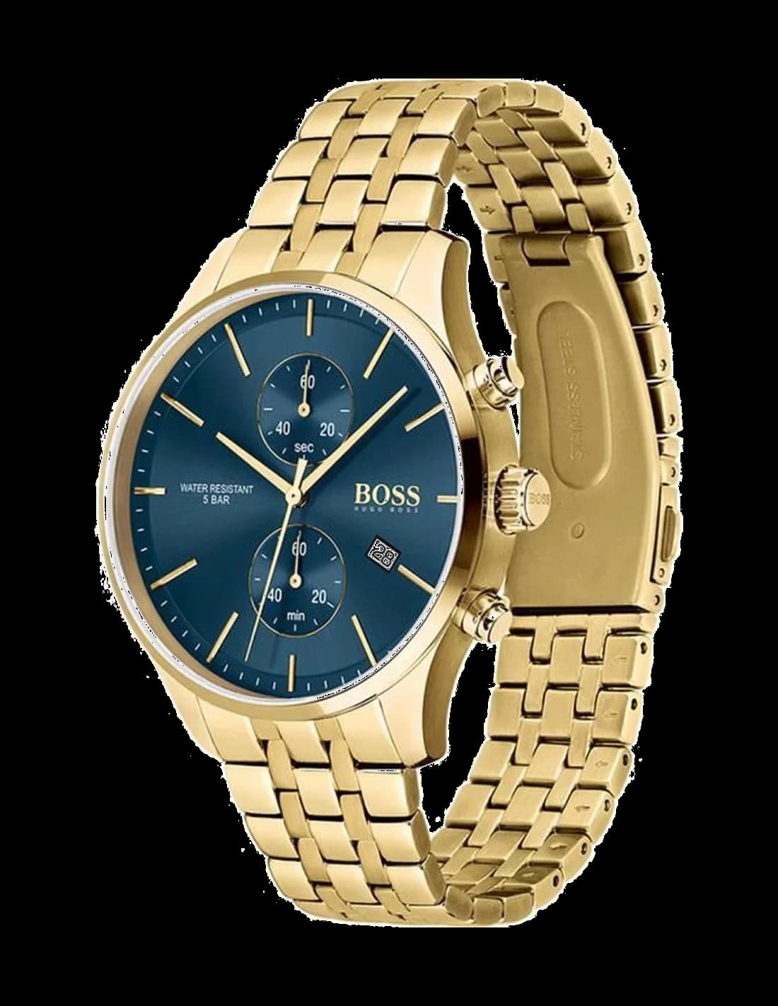 Cadran Hugo Boss 1513841 avec compteurs chronographe, date à 4h30, index appliqués et aiguilles luminescentes