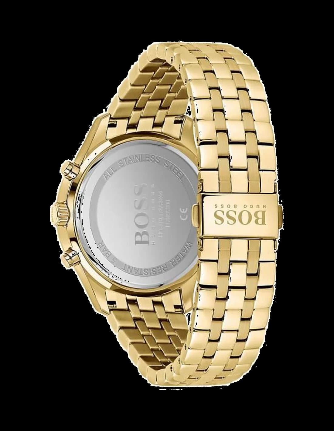 Bracelet Hugo Boss 1513841 en cuir marron avec coutures contrastées, boucle ardillon en acier doré