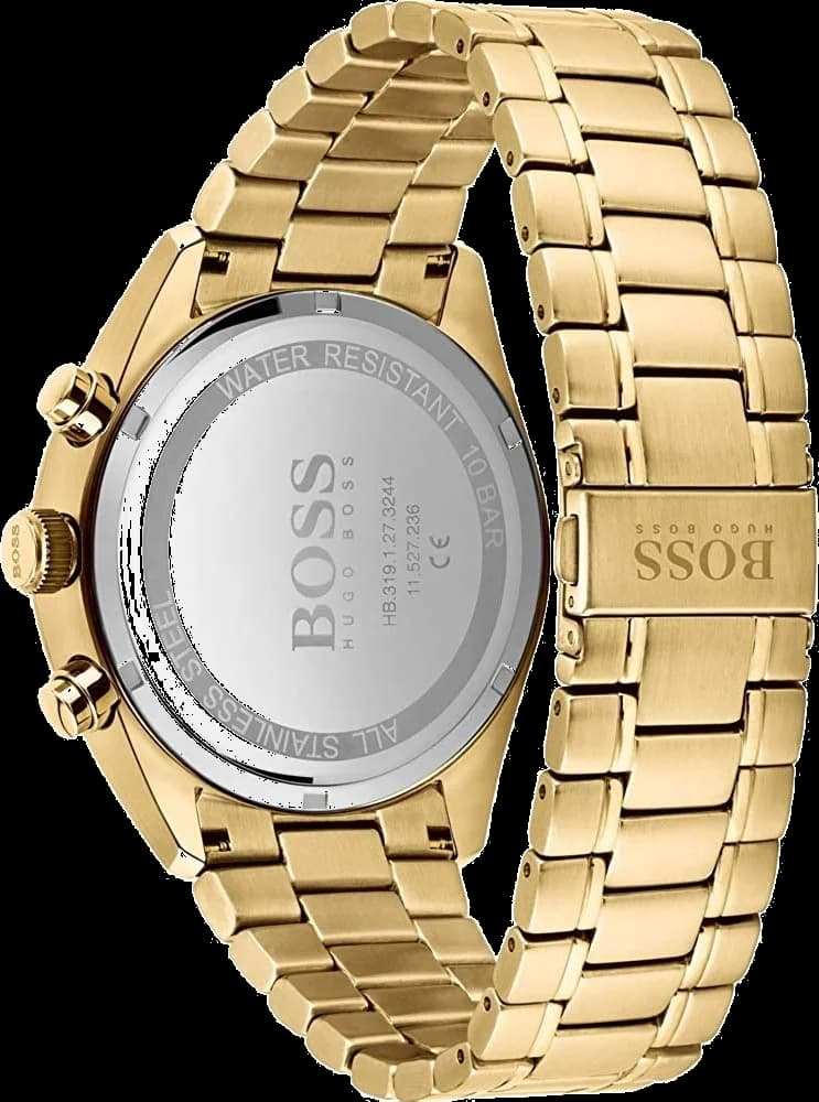 Bracelet Hugo Boss 1513848 en acier doré jaune, maillons polis et satinés, fermoir déployant