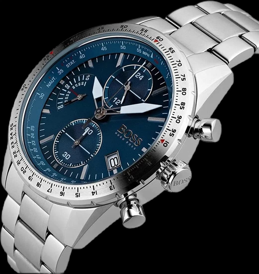 Cadran Hugo Boss 1513850 aux index appliqués et aiguilles luminescentes, compteur 30 minutes à 3h