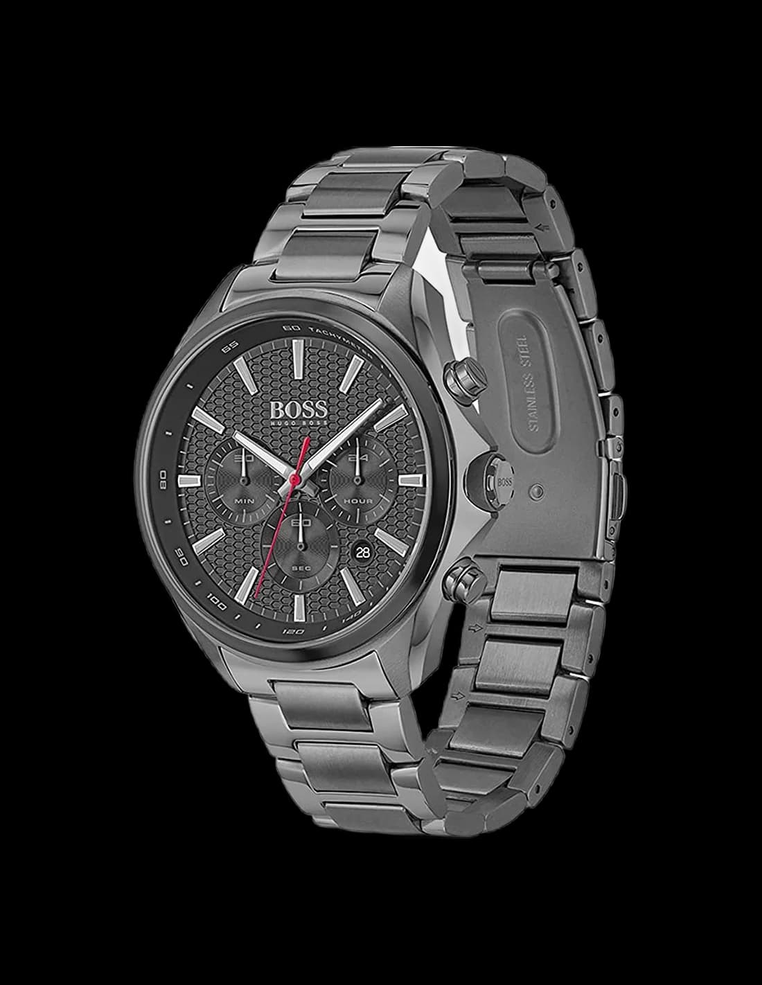 Cadran Hugo Boss 1513858 détail des compteurs chrono, index appliqués et aiguilles luminescentes