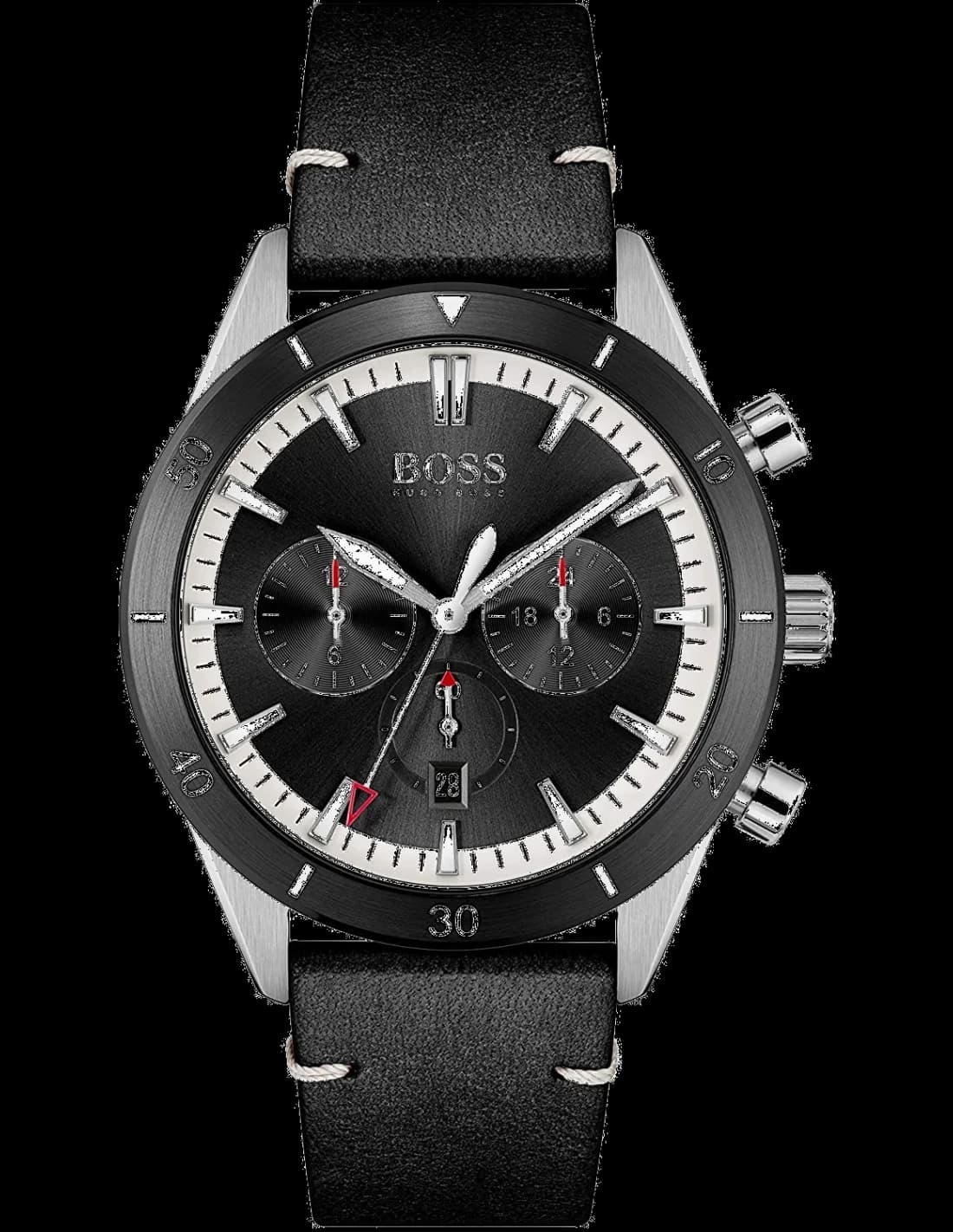 Montre Hugo Boss 1513864 au cadran noir texturé et aiguilles luminescentes, style sport chic