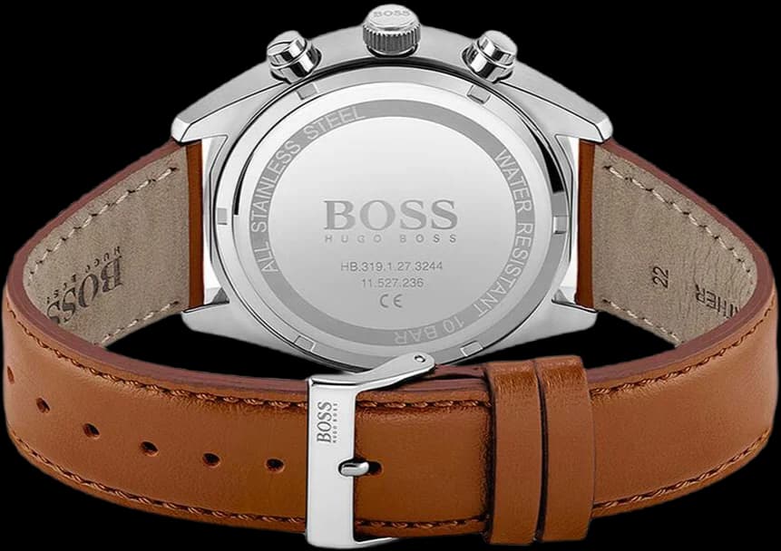 Bracelet Hugo Boss 1513879 en cuir perforé marron avec coutures contrastées et boucle ardillon