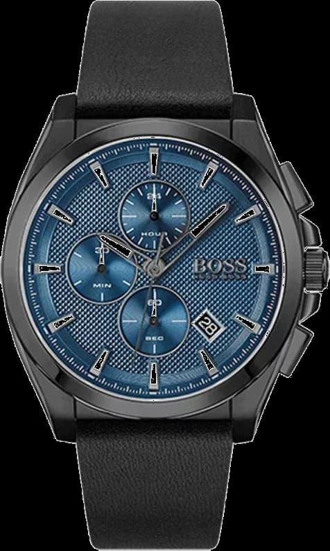 Montre Hugo Boss 1513883 au cadran bleu soleil et boîtier acier, style élégant sportif