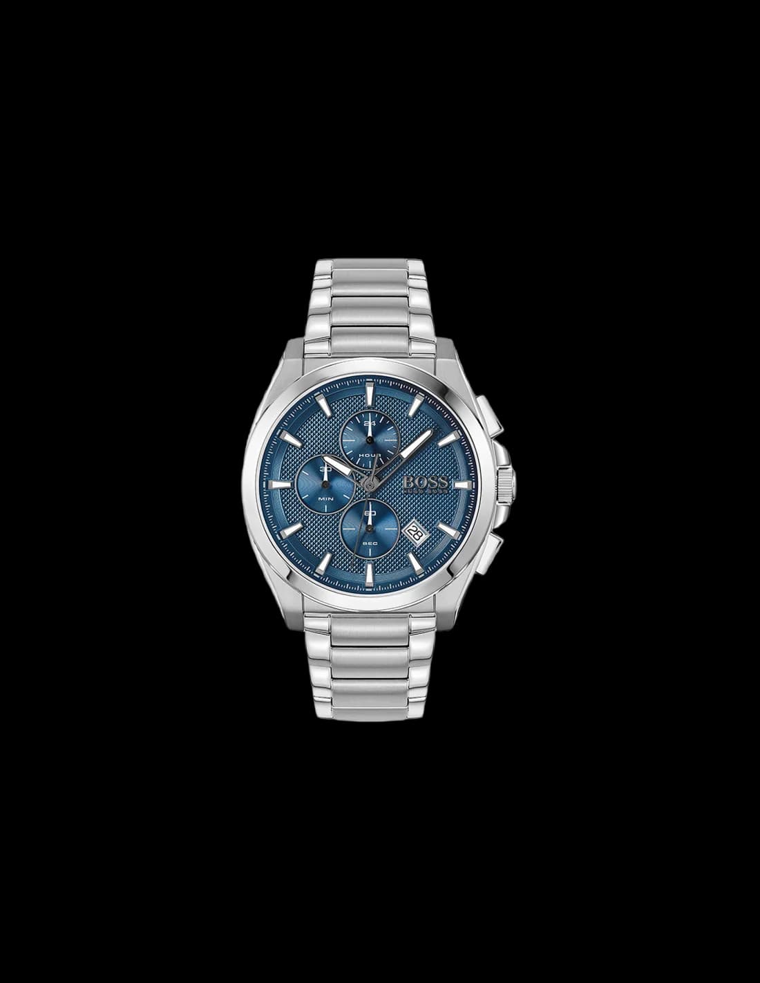 Montre Hugo Boss 1513884 avec cadran bleu soleil, chronographe et style sport-élégant