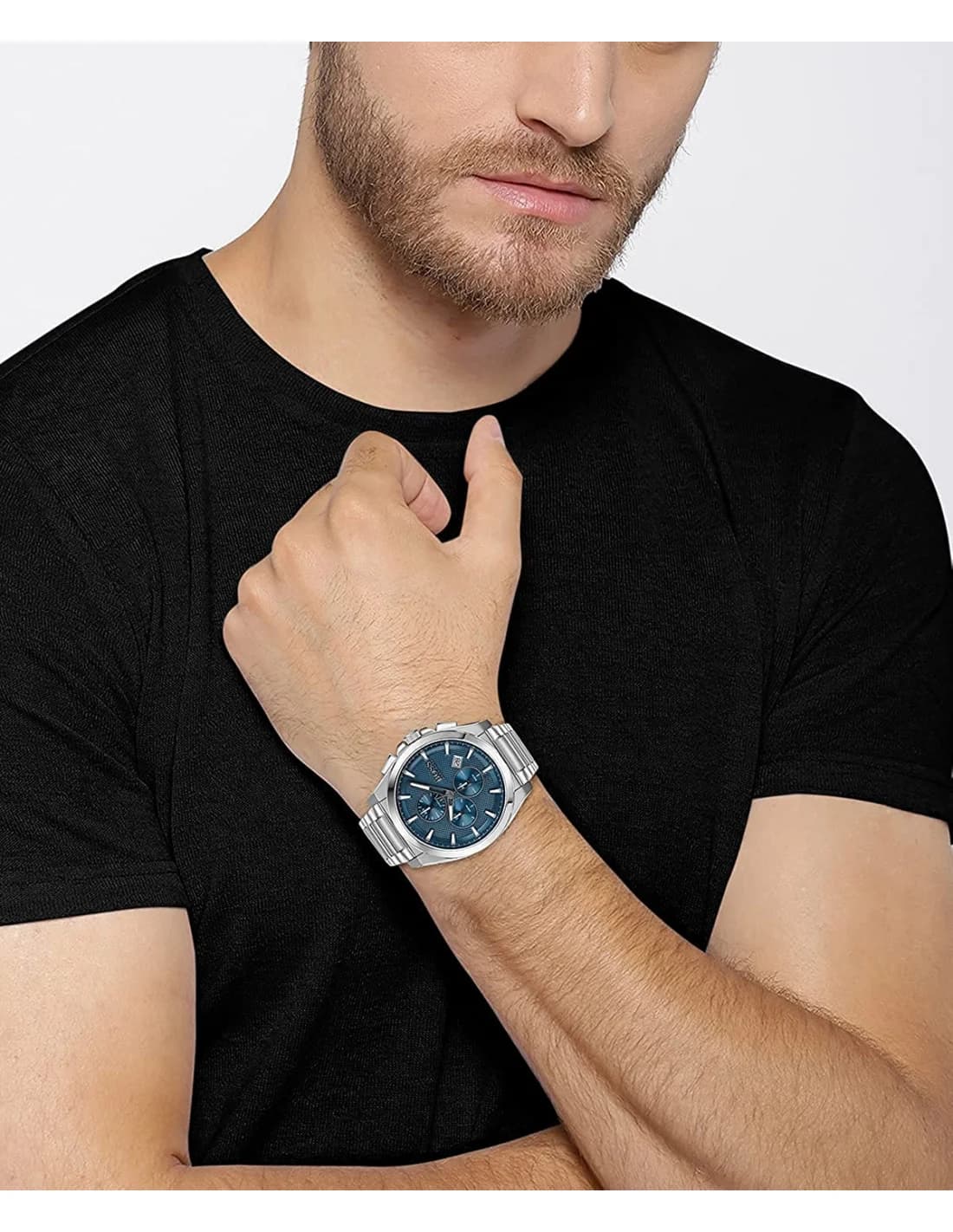 Cadran Hugo Boss 1513884 aux index appliqués, aiguilles luminescentes et guichet date à 4h30