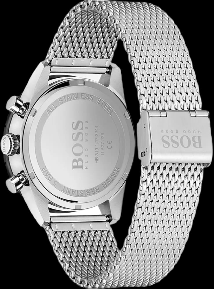 Bracelet Hugo Boss 1513886 en acier brossé avec fermoir déployant, robuste et confortable