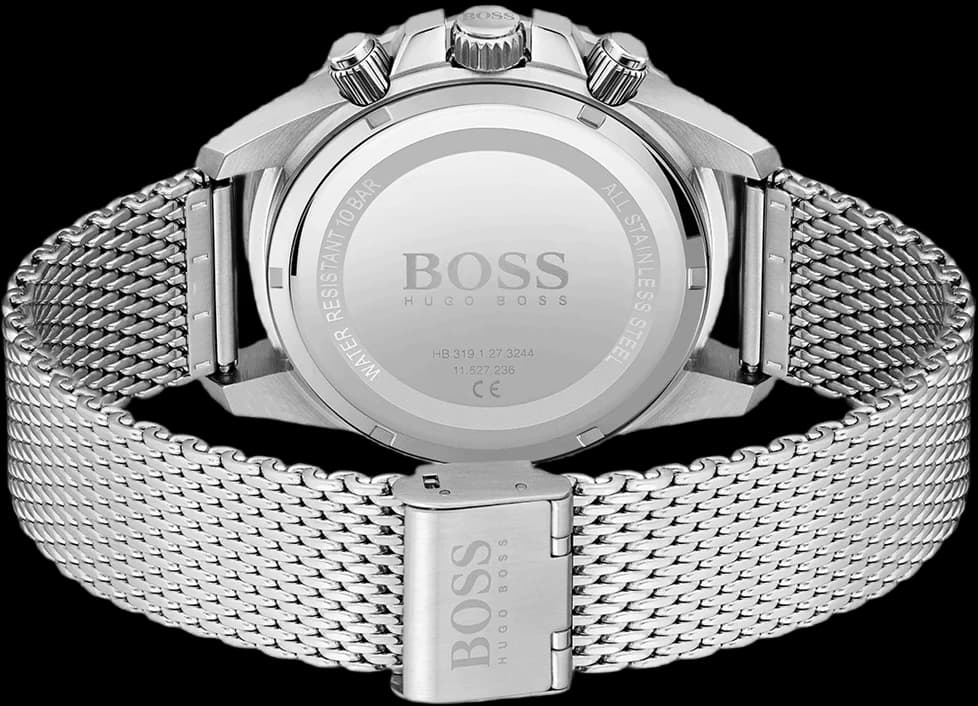 Bracelet Hugo Boss 1513905 en acier inoxydable brossé, fermoir déployant, maillons larges