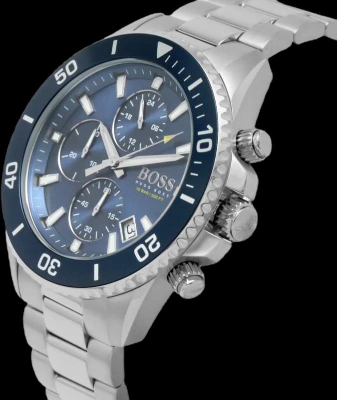Bracelet Hugo Boss 1513907 en acier inoxydable brossé avec fermoir déployant et poussoirs de sécurité