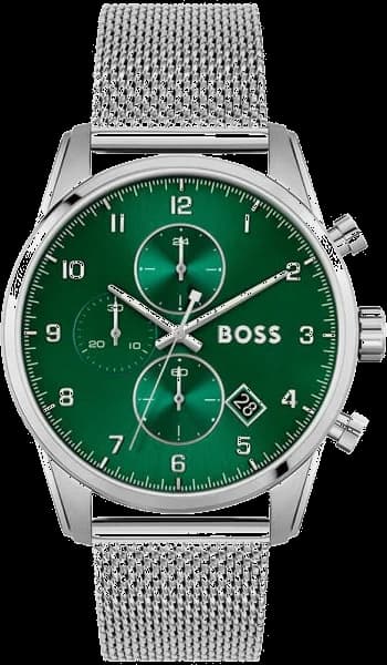 Montre Hugo Boss 1513938 au cadran vert soleil et boîtier acier, style élégant et moderne