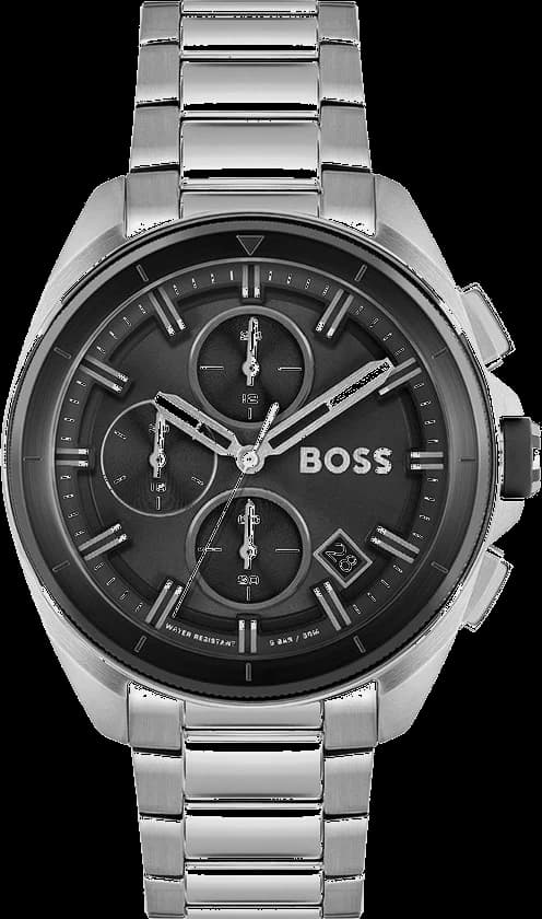 Montre Hugo Boss 1513949 au cadran noir soleil et index appliques, style sport chic