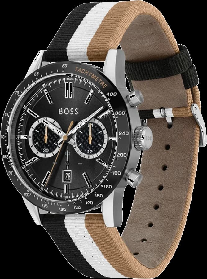 Cadran Hugo Boss 1513963 avec index appliqués, aiguilles luminescentes et guichet date à 4h