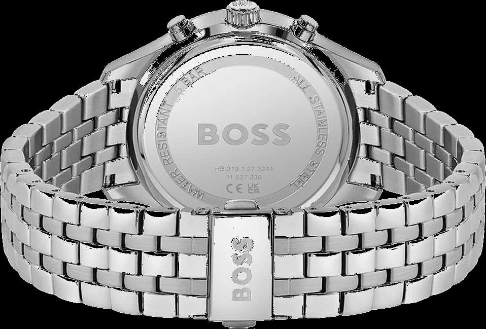 Cadran Hugo Boss 1513975 avec compteurs chronographe, date à 4h30, index appliqués et aiguilles luminescentes